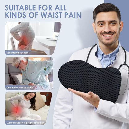 kasney Lumbar Support Pillow, Back Pillow for Low Back Pain Relief, Ergonomic Streamline Car Seat, Office Chair, Recliner and Bed (Gray)