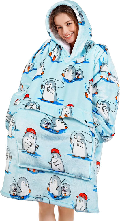 Narecte Cozy Oversized Blanket Hoodie Wearable Blanket Adults Soft Hooded Blanket Hoodie Birthday Gifts for Women Christmas - Colors A