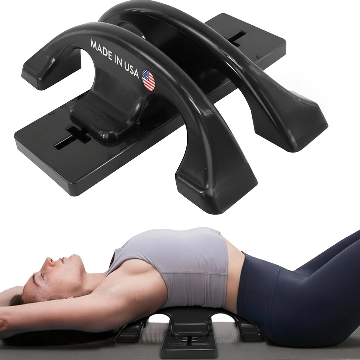Thrival Arch Back Stretcher - Psoas Muscle Release Tool App for Hip Flexor, Back, Glute, Iliacus, and Neck - Spine Decompressor, Trigger Point, and Myofascial Release – Carbon Black