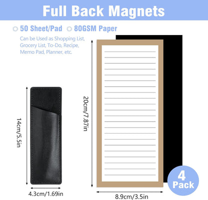 Thboxes 4 Pack Magnetic Note Pad for Fridge with Pen Holder, Totally 200 Sheets Grocery List Magnet Pad for Refrigerator Magnetic Shopping List Pad（Fruit Design）