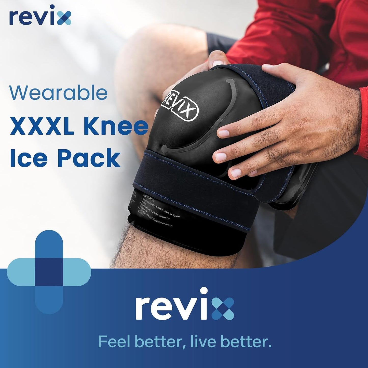 REVIX 20‘’ XXXL Knee Ice Pack Wrap Around Entire Knee, Extra Large Ice Pack for Knee Meniscus Tear and Arthritis, Cold Compress Therapy, Reusable Ice Wraps for Back, Shoulder, Post-Workout Recovery