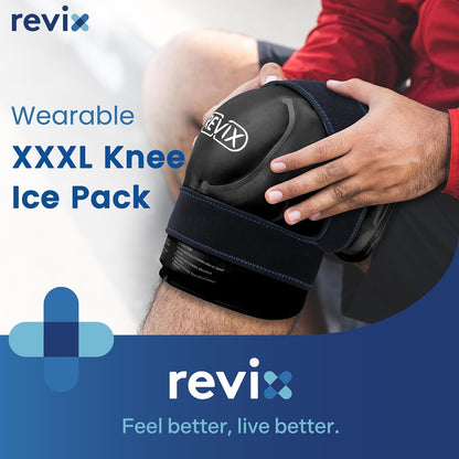 REVIX 20‘’ XXXL Knee Ice Pack Wrap Around Entire Knee, Extra Large Ice Pack for Knee Meniscus Tear and Arthritis, Cold Compress Therapy, Reusable Ice Wraps for Back, Shoulder, Post-Workout Recovery
