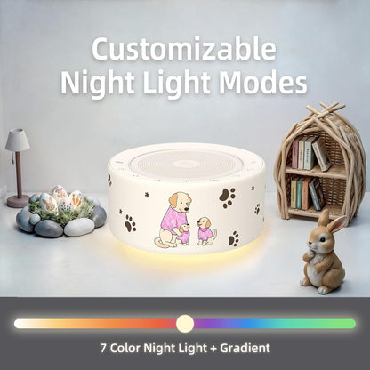 Kipcush White Noise Machine for Baby & Adults, 30 Soothing Sounds, Soft Non-Glare Nursery Lamp, 8 Color Night Lights, Memory Function (Angel V1 White, Standard)