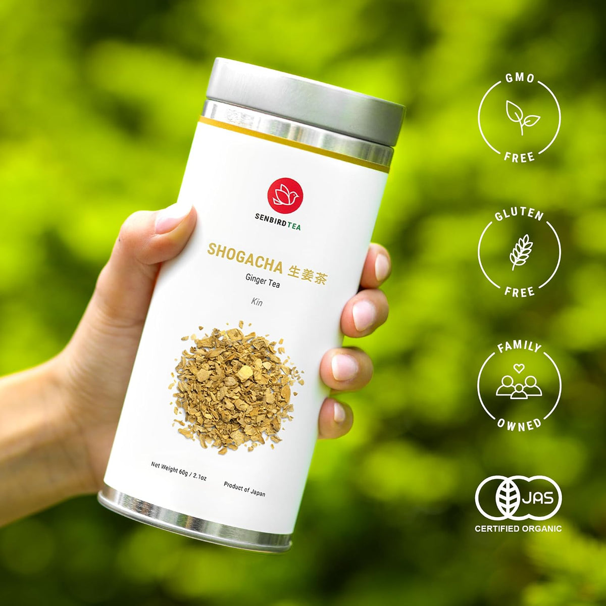 Senbird Caffeine-Free Japanese Ginger Loose Tea - Shogacha Kin (2.12oz/60g)