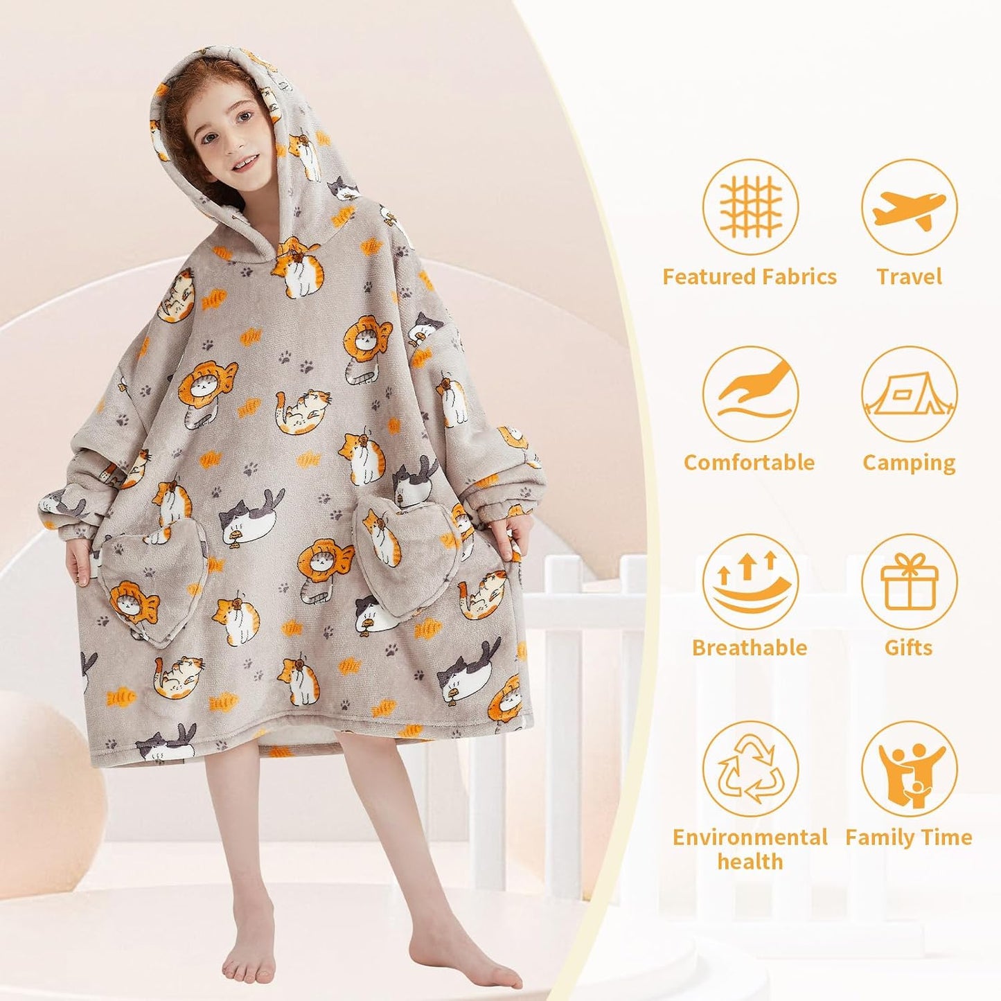 Fiosnow Glow in the Dark Unicorn Blanket Hoodies for Kids 6-13YR Oversize Wearable Blanket Hoodies for Boys Girls Teens