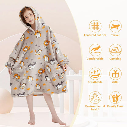 Fiosnow Glow in the Dark Unicorn Blanket Hoodies for Kids 6-13YR Oversize Wearable Blanket Hoodies for Boys Girls Teens