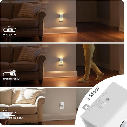 JandCase Night Light, Modern Night Lights Plug into Wall,2 Pack Dusk to Dawn Sensor Nightlight, Amber Brightness Adjustable Nightlight for Kids Bathroom Hallway Kitchen Bedroom Decor