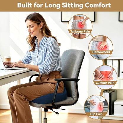 TushGuard Ergonomic Seat Cushion with Coccyx Cutout - 4-Zone Structure Office Chair Cushions for Tailbone Pressure Relief, Non-Slip Chair Pad with Washable Cover for Car, Office, Wheelchair, Black