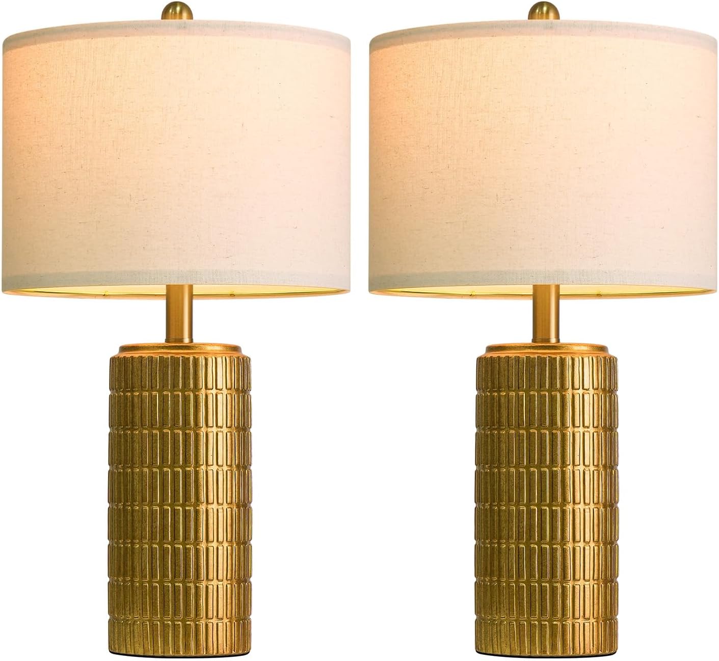 PoKat 23" Modern Ceramic Table Lamp Set of 2 for Living Room White Desk Lamps for Bedroom Farmhouse Bedside Nightstand Lamp House Warming Gifts New Home Decor End Table Lamps Gifts for Women Mom Beige