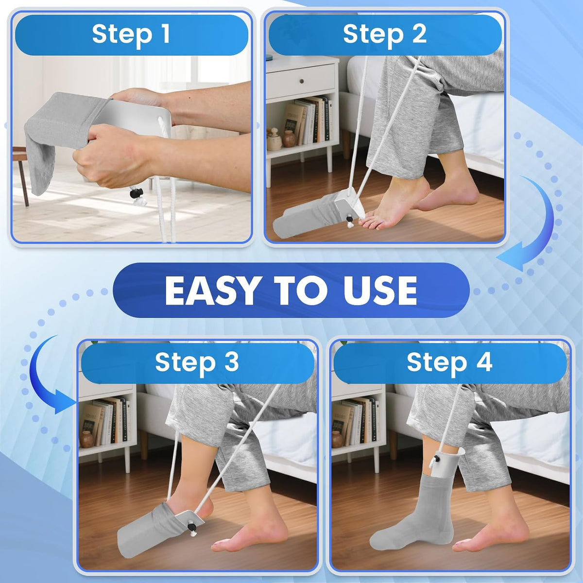 Sock Aid for Seniors, No Bending Sock Helper Device for Putting On Socks