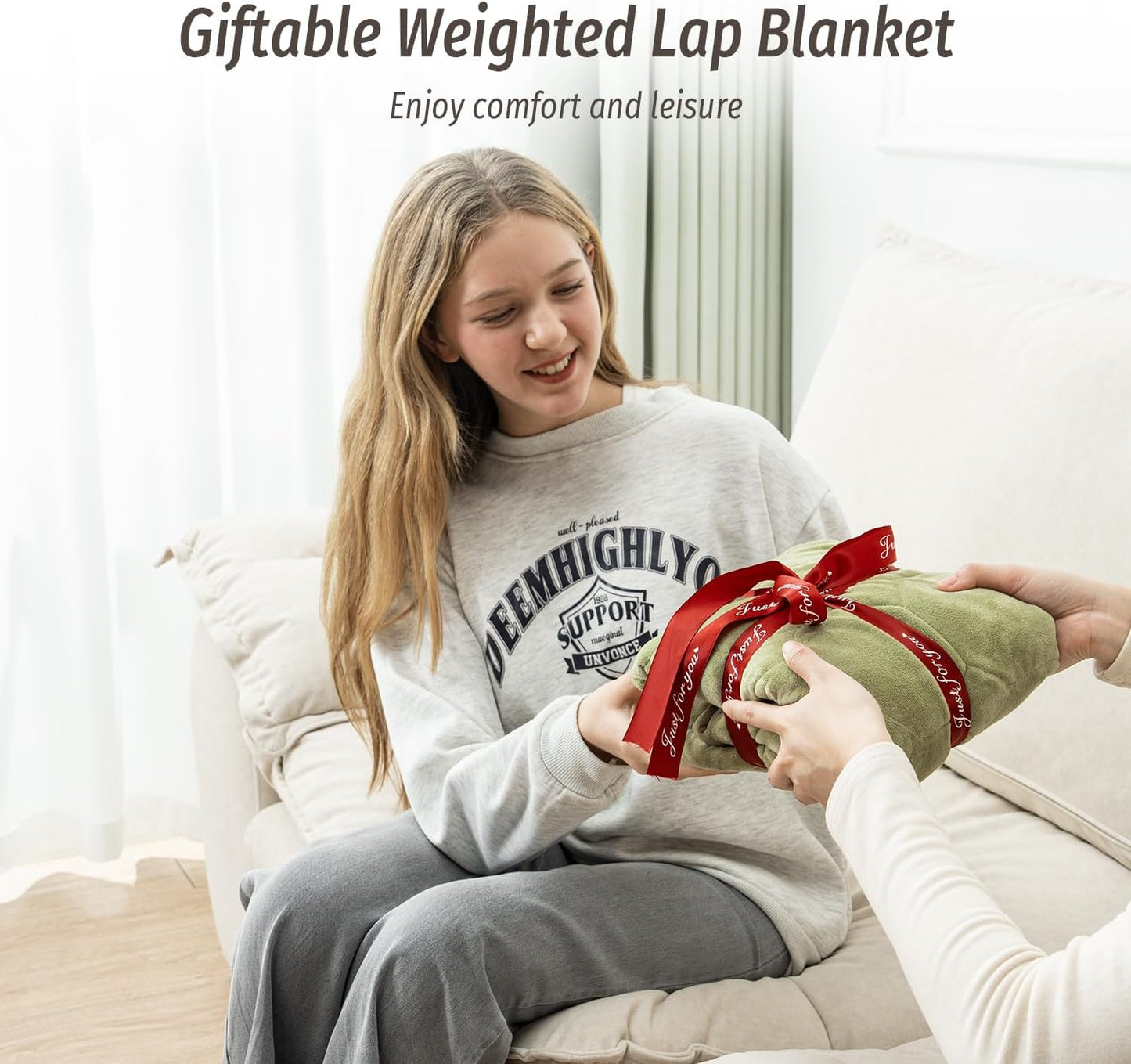 Wemore Weighted Lap Blanket 7lbs for Adults, Small Weighted Blanket Throw for Travel, Soft Weighted Lap Pad for Relaxation, Calming, Napping and Sleeping, Machine Washable, Light Grey 29" x 24"