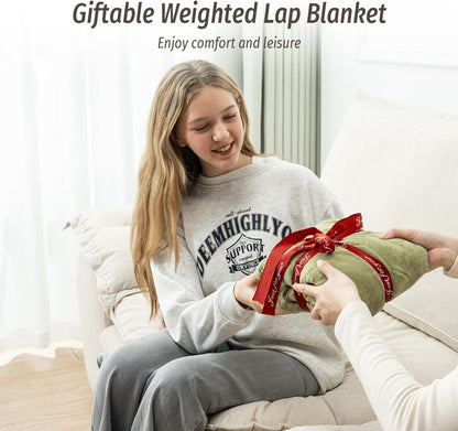 Wemore Weighted Lap Blanket 7lbs for Adults, Small Weighted Blanket Throw for Travel, Soft Weighted Lap Pad for Relaxation, Calming, Napping and Sleeping, Machine Washable, Light Grey 29" x 24"