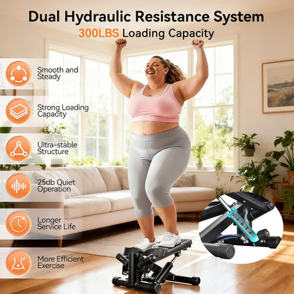 Steppers for Exercise at Home, Mini Stepper with Resistance Bands for Full Body Workout, Portable Stair Stepper for Home, Smooth and Quiet, Stepper Machine with LCD Monitor