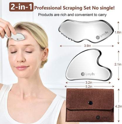304 Stainless Steel Gua Sha Facial Tools Lymphatic Drainage Gift | Jawline Sculpting, Facial Tightening, Face Contouring, Wrinkle Reduction, Gift for Her, Skin Care, Cooling Therapy