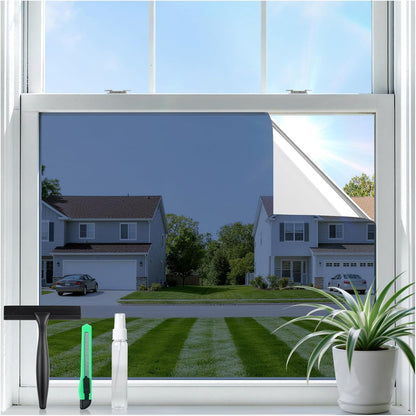 rabbitgoo Window Tint for Home with Tools, Black Silver, 17.5" x 78.7"
