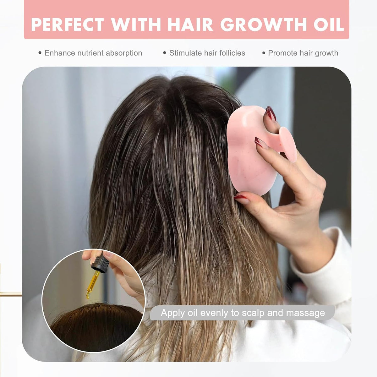 FREATECH Scalp Scrubber Scalp Massager Hair Growth, Shower Shampoo Brush with Silicone Bristles for Dandruff Removal and Hair Care, Wet & Dry Hair Massager Scalp Exfoliator for Men Women Kids，Black