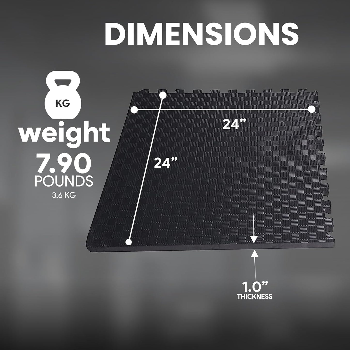 BalanceFrom Puzzle Exercise Mat 1/2" Thick, EVA Interlocking Foam Floor | Tiles for Home Gym, Mat for Home Workout Equipment, Floor Padding for Kids, Black, 24 in x 24 in x 1/2 in, 144 Sq Ft-36 Tiles