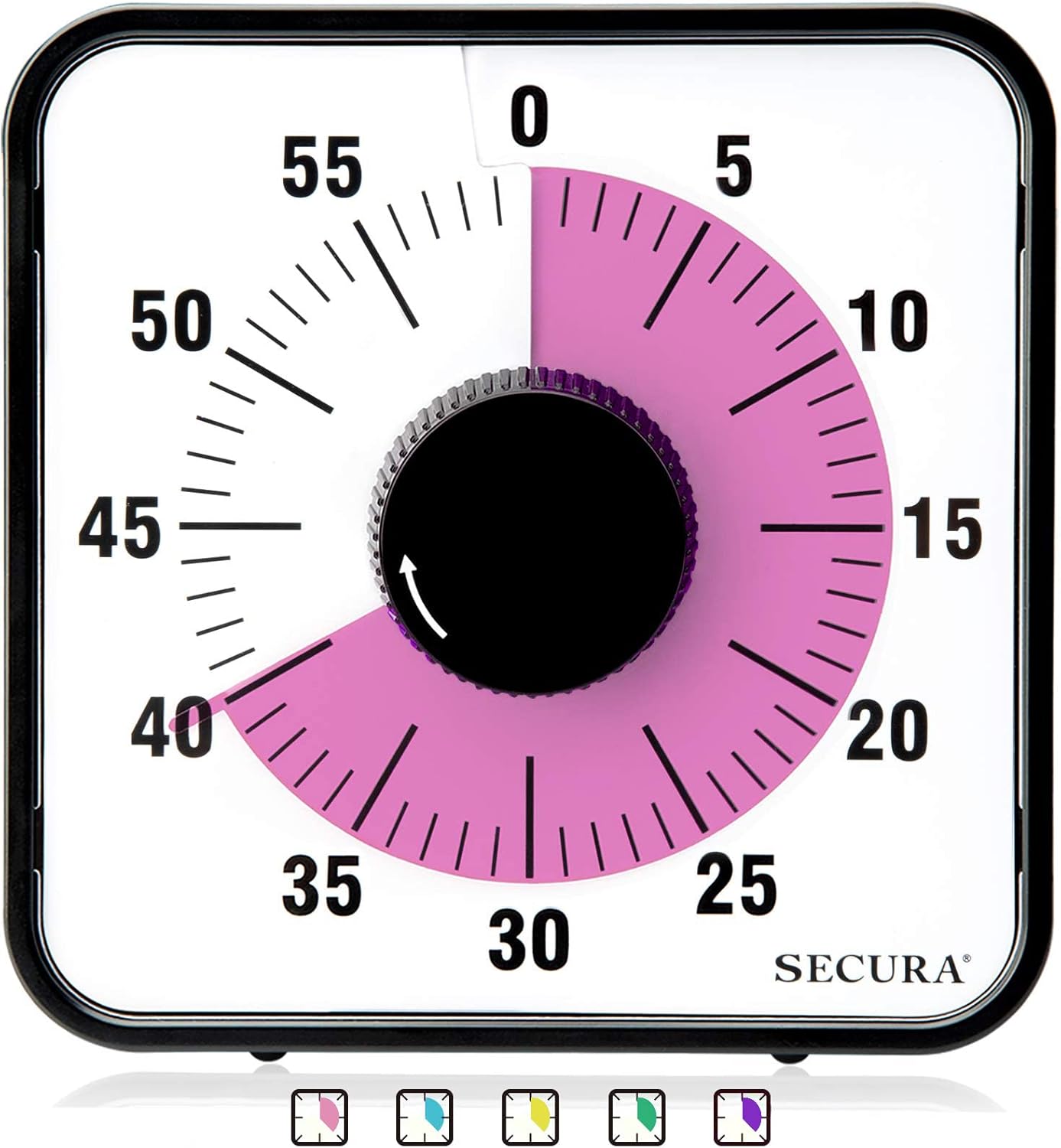 Secura 7.5 Inch Visual Timer, 60 Minute Visual Oversize Countdown Timer for Kids and Adults, Durable Mechanical Time Management Tool (Dark Green)