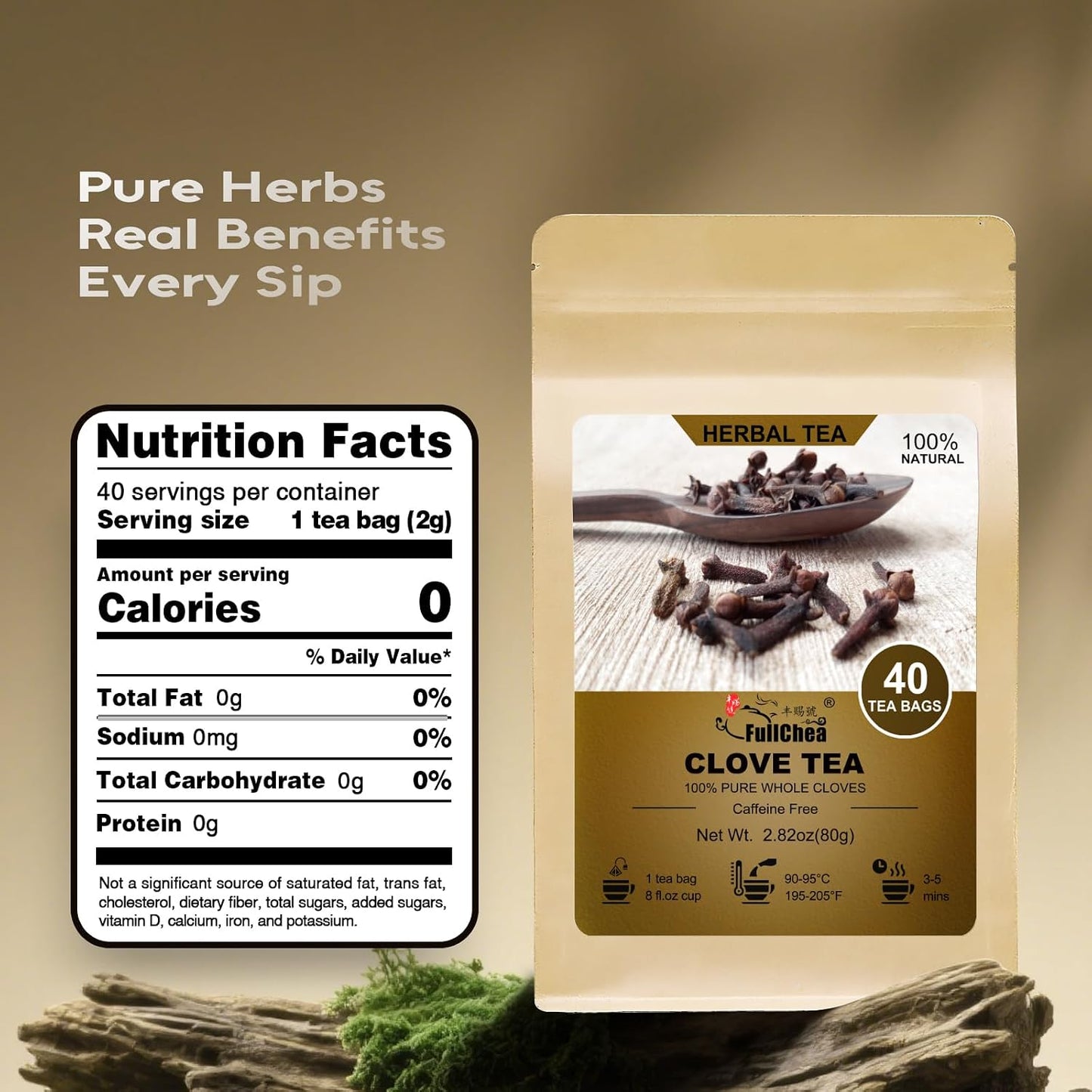 FullChea - Rooibos Tea Bags, 60 Counts - Premium South African Natural Rooibos - Non-GMO - Caffeine-Free - Antioxidant-Rich & Supports Digestion