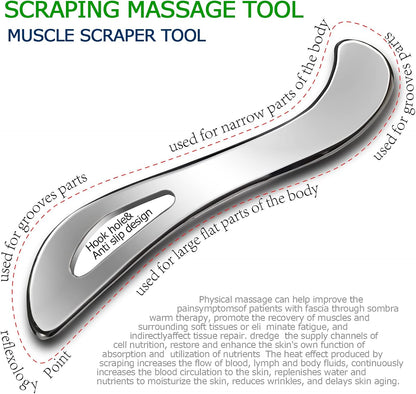 BYYDDIY-Non-Magnetic 304 Stainless Steel Gua Sha Muscle Scraper Tool for Scar Tissue,Muscle Scraping Tool for Massage Scraper,IASTM Tools for Physical Therapy, Soft Tissue Massage