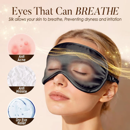 LULUSILK Mulberry Silk Sleep Eye Mask & Blindfold with Elastic Strap/Headband, Soft Eye Cover Eyeshade for Night Sleeping, Travel, Nap(Pink)
