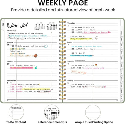 Planner 2026-2027 for Women & Men, Academic Monthly and Weekly Calendar Planner, Jul 2026 - Jun 2027, A5 (6.3" x 8.5"), Teacher Student Planning Book with Tabs, Ideal for Office School Supplies - Pink