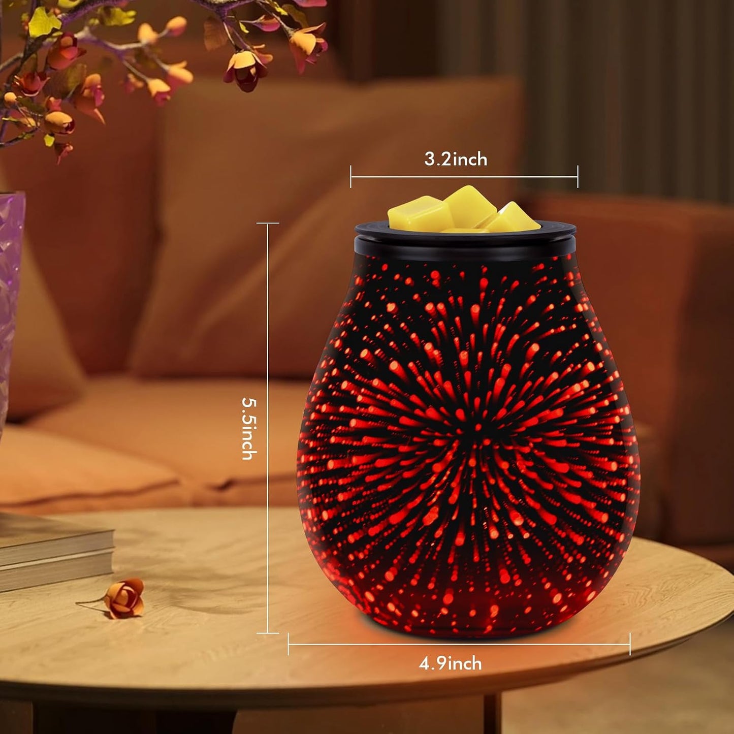 Wax Melt Warmer for Scented Wax- Glass Wax Melter for Home Fragrance with Removable Tray, Essential Oil Warmer Wax Cubes Burner Aroma Night Light for Home Office Bedroom Decor Gifts for Women