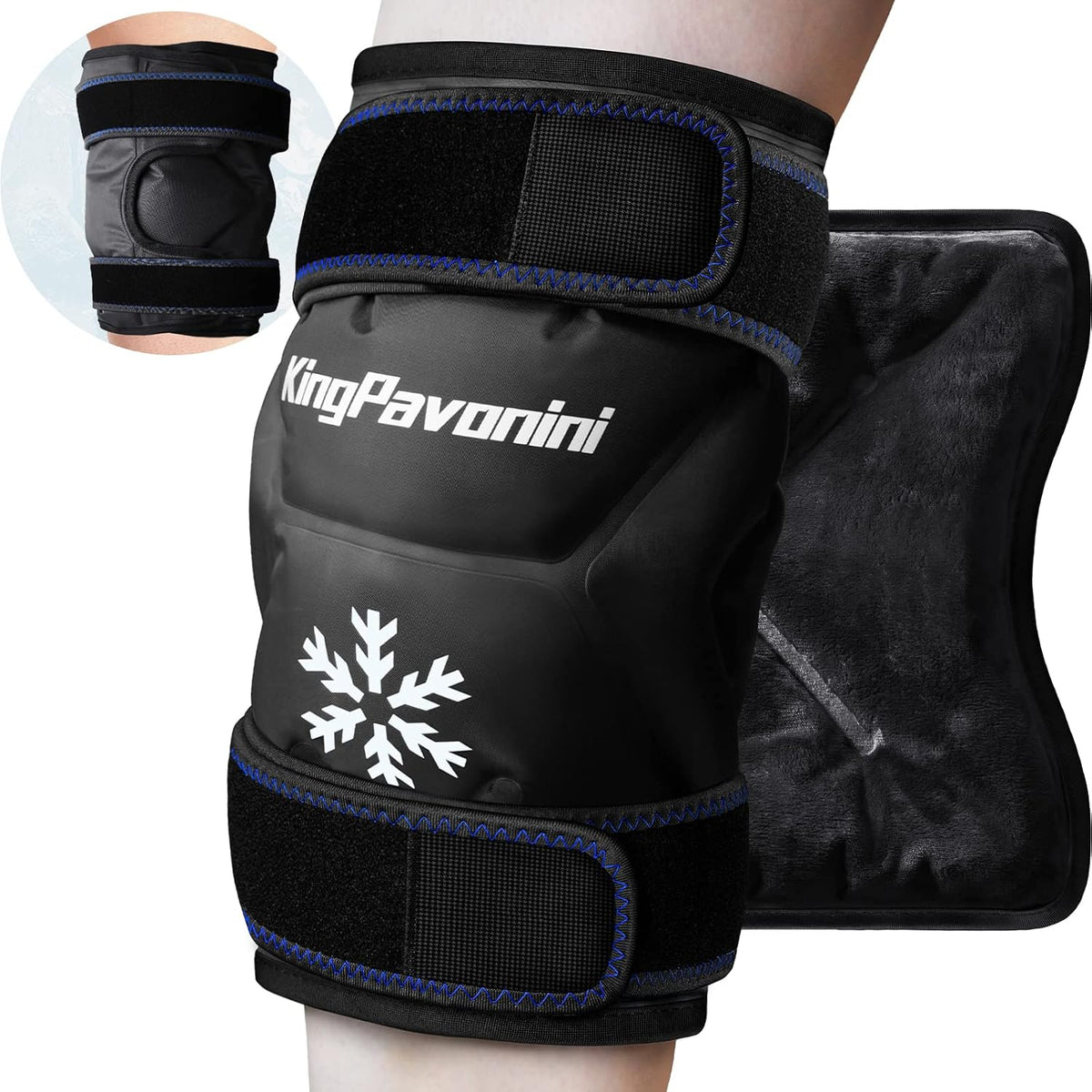 KingPavonini XXL Knee Ice Pack Wrap Around Entire Knee, 1 Pack, Blue