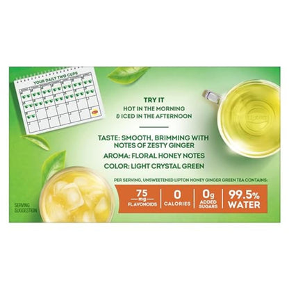 Lipton Honey Ginger Green Tea Bags, 120 Count (20 Count 6-Pack)
