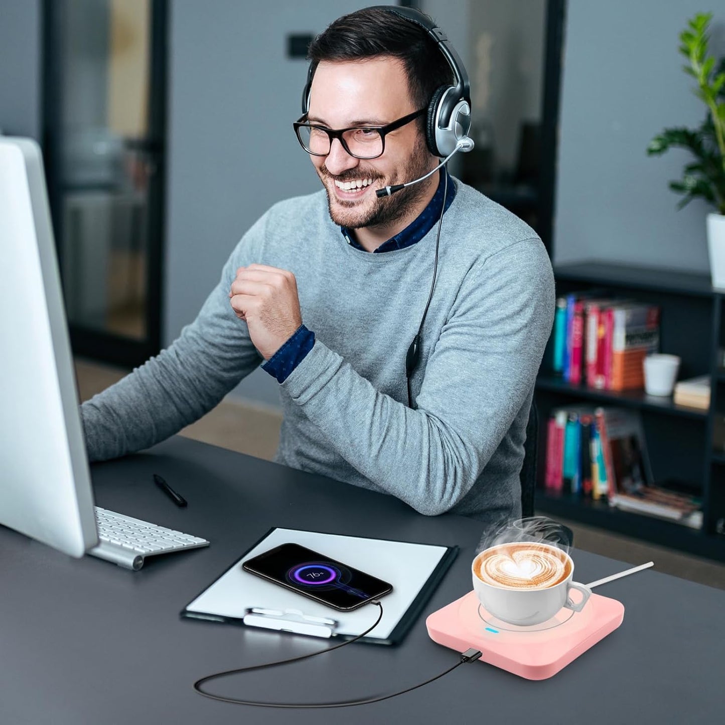 Coffee Mug Warmer, Smart USB Coffee Cup Warmer with Pressure-Induced Auto On/Off, Coffee Accessories for Home Office Desk