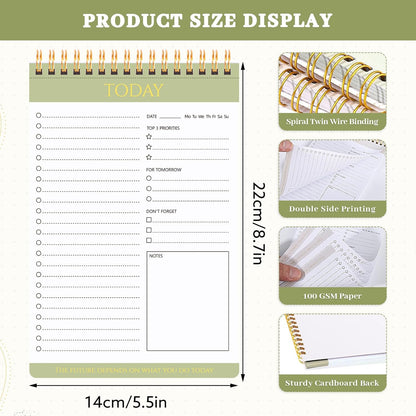 2 Packs To Do List Notepad, 104 Pages To Do List Notebook A5 Undated Daily Planner Notepad with Task Checklist Home Office School Supplies