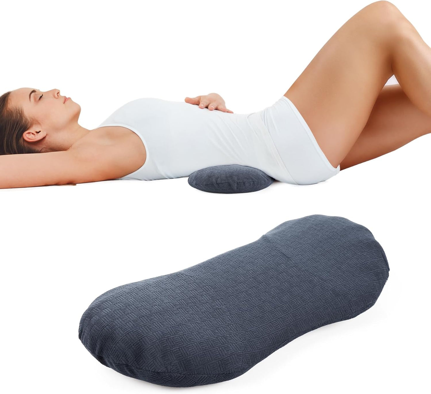 COMFYTHERA Lumbar Support Pillow for Sleeping Memory Foam Lumbar Support Cushion for Lower Back Pain Relief, Back Support Bed Pillow Waist Support (Dark Blue, Large)