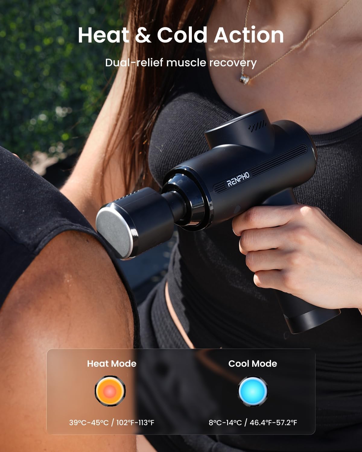 RENPHO Active Thermacool 2 Massage Gun with Heat and Cold, [2026 Upgraded] Handheld Percussion Deep Tissue Neck Back Muscle Massager, FSA Approved Gifts for Men Him Athletes Women Her HSA