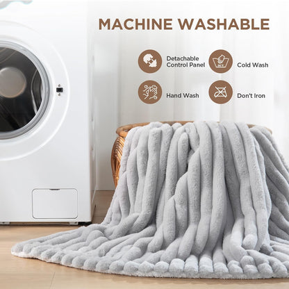 Westinghouse Heated Throw Blanket, Electric Blanket Throw with 6 Heating Levels and 2-10 Hours Time Settings, Flannel to Sherpa Super Cozy Heated Blanket Machine Washable, 50x60 inch, Charcoal