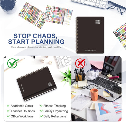 Planner 2026-2027, Weekly and Monthly Calendar Planner, JUL 2026 - JUN 2027 | A5(6.3'' x 8.5''), Hardcover, Agenda Book, Sprial Bound, Inner Pocket, Office and School Use
