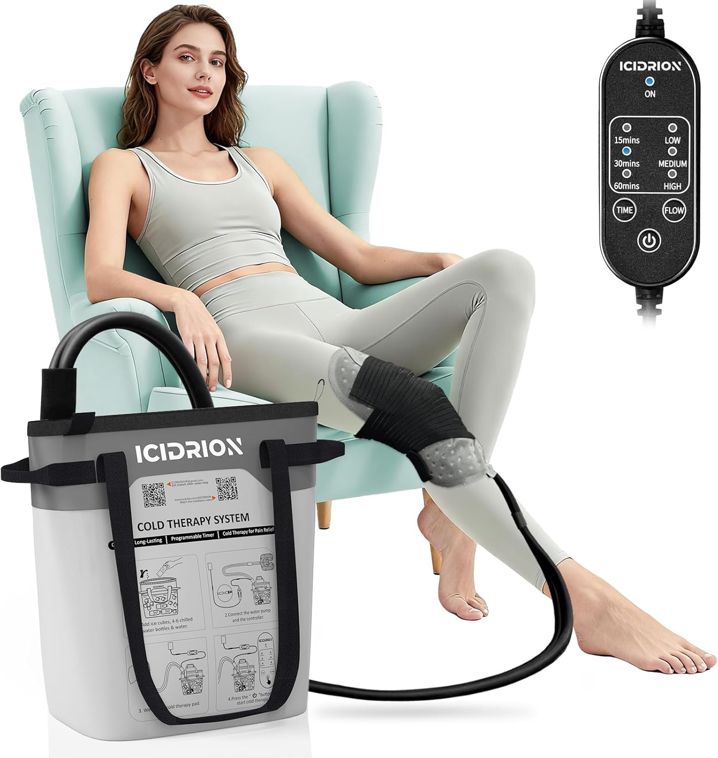 Cold Therapy Machine, Programmable Ice Machine for Shoulder After Surgery, Portable Shoulder Replacement Recovery System, Cryotherapy Pain Relief with Pad