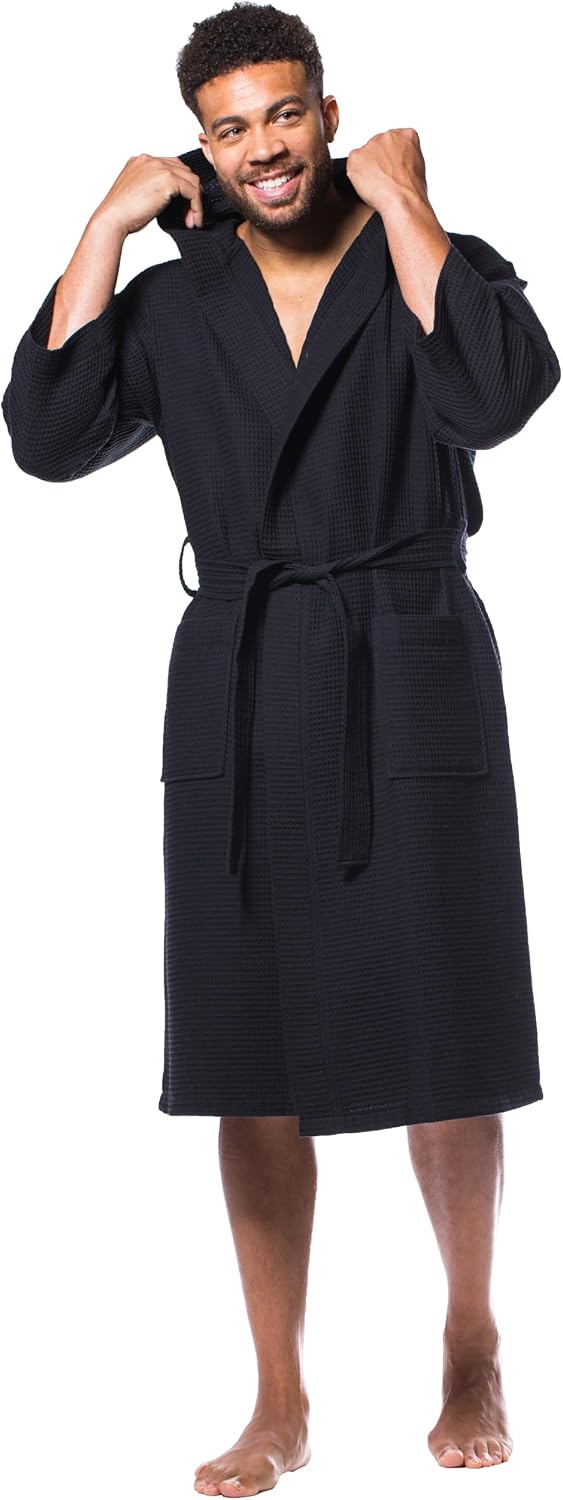 Turquaz Womens Lightweight Waffle Kimono Bathrobe for Men - Soft Quick-Dry Spa & Summer Towel Robe, Cotton Blend