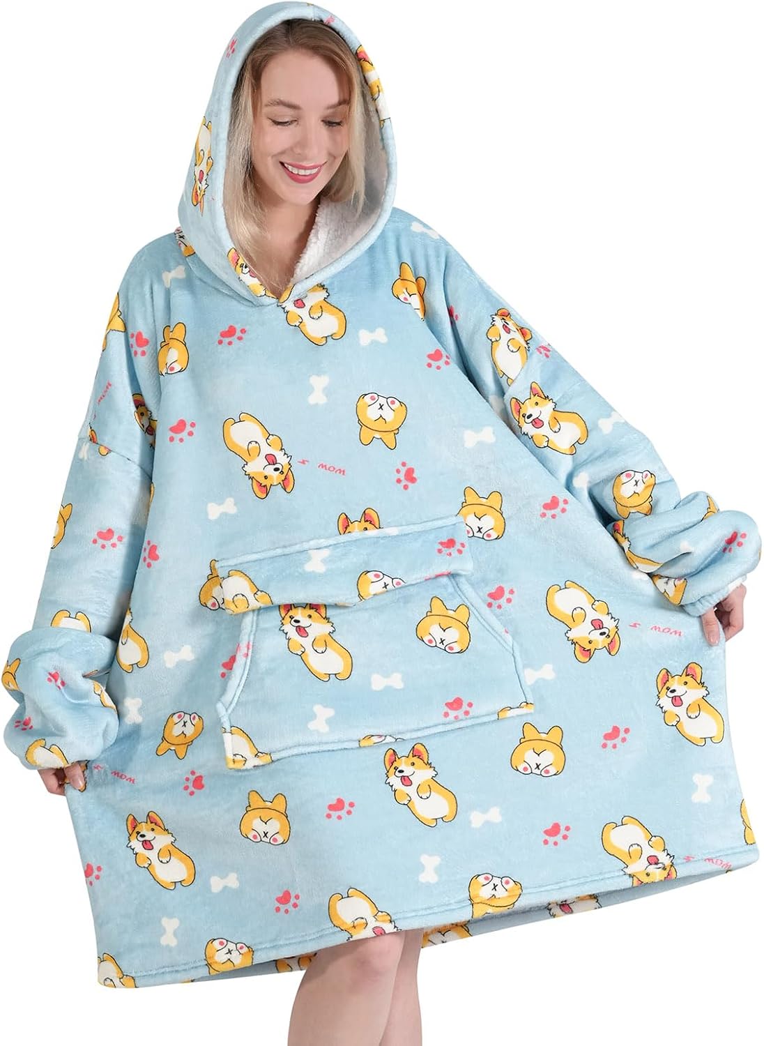Fiosnow Sun and Moon Blanket Hoodies for Women and Men Adult Oversize Wearable Blanket Hoodies for Soft and Warm