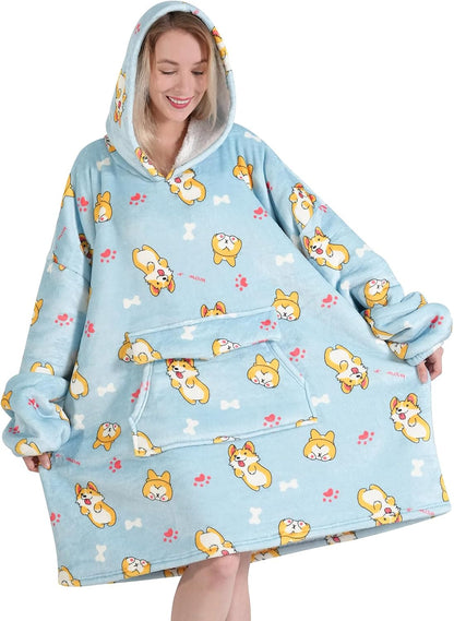 Fiosnow Sun and Moon Blanket Hoodies for Women and Men Adult Oversize Wearable Blanket Hoodies for Soft and Warm