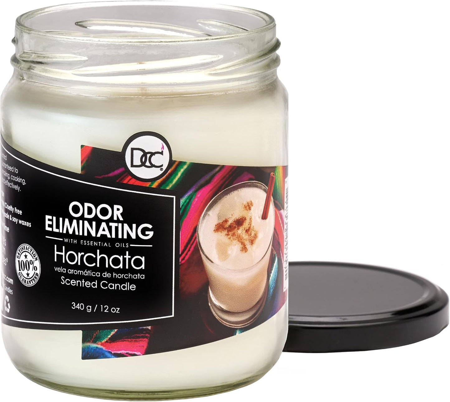 Vanilla Bean Odor Eliminating Highly Fragranced Candle - Eliminates 95% of Pet, Smoke, Food, and Other Smells Quickly - Up to 80 Hour Burn time - 12 Ounce Premium Soy Blend - Colors B