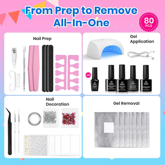 Beetles Gel Nail Polish Kit with U V Light and Nail Drill - 55Pcs Gel Nails Kit 32 Color LuliCore Polka Set with Base Top Coat Professional Manicure Set Home Salon DIY Gifts for Women