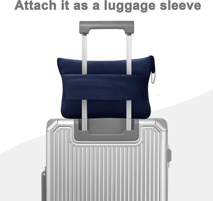 Travel Blanket and Pillow Compact, Premium Soft 2 in 1 Airplane Blanket with Soft Bag Pillowcase，Hand Luggage Sleeve and Backpack Clip (Checkered Black)
