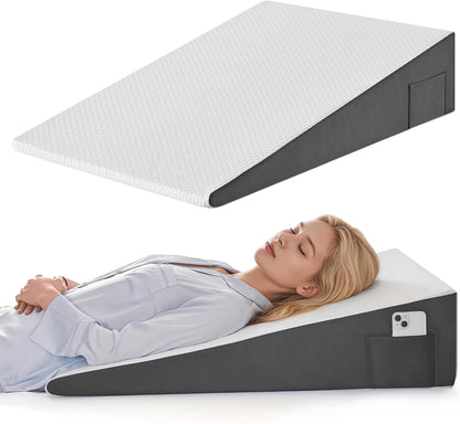 Yojoker Extra-Long Wedge Pillow, 34" Bed Incline Cushion for Sleeping, Back & Arm Support, After Surgery, Acid Reflux, Snoring Relief, Foam Triangle Pillow
