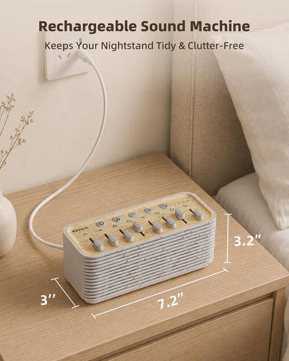 White Noise Sound Machine for Sleep, 255+ Natural Sound Combinations, Breathing Night Light with Sleep Timer, Volume Control, Rechargeable Bluetooth Speaker, Bedroom Relaxation Baby Kids Adults
