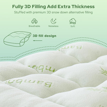 BEDLORE King Mattress Topper Viscose Derived from Bamboo, Thick Pillow Top Mattress Pad with Stretchable Pockets for 6"-18" Mattress, Soft Breathable Mattress Topper for Back Pain Relief(Dark Gray)