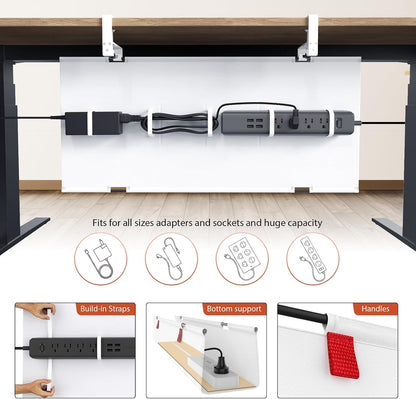 Univivi No Drill Under Desk Cable Management Tray, 36 inch Cable Management