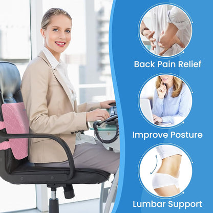 Lumbar Support Pillow for Office Chair Back Support Lumbar Pillow for Car, Gaming, Office Chair - Improve Sitting Posture & Back Pain Relief, Memory Foam, Adjustable Straps, Grey