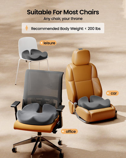 ProtoArc Seat Cushion, Office Chair Cushion for Sciatica, Coccyx Cushion, Ergonomic Memory Foam Seat Cushion for Car, Home, Pressure Relief Pad for Hip, Tailbone, All Day Comfort - Black