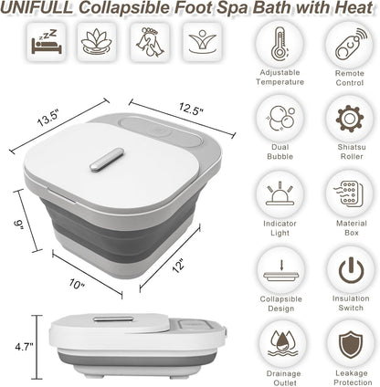 UNIFULL Collapsible Foot Spa Bath with Heat and Remote Control