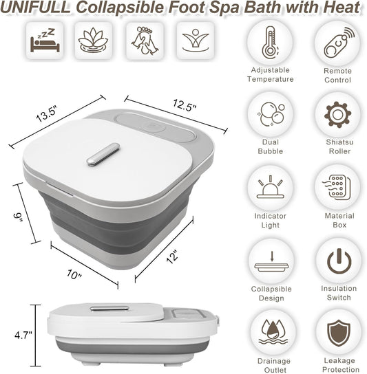 UNIFULL Collapsible Foot Spa Bath with Heat and Remote Control